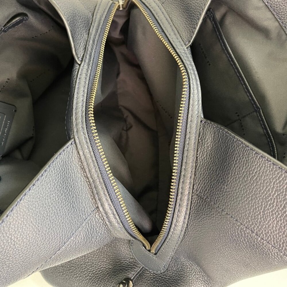 COACH Navy Blue Leather Satchel with Silver Chain Hardware: New with Dust Bag! - Picture 6 of 11